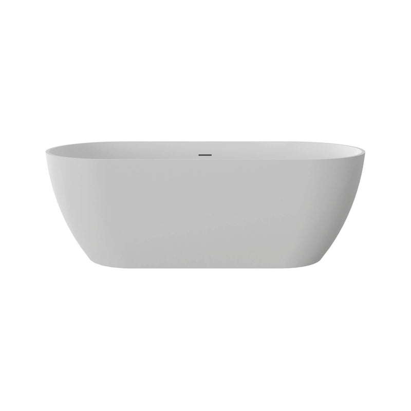 Nuvia 59-Inch Luxury Solid Surface Matte White Freestanding Soaking Tub
