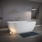 Nuvia 59-Inch Luxury Solid Surface Matte White Freestanding Soaking Tub