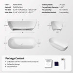 Nuvia 59-Inch Luxury Solid Surface Matte White Freestanding Soaking Tub