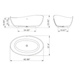 Nuvia 63-Inch Modern Freestanding Single-Piece Matte Black Finish Stone Resin Bathtub