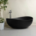 Nuvia 63-Inch Modern Freestanding Single-Piece Matte Black Finish Stone Resin Bathtub