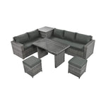 Alora Outdoor 6-Piece All-Weather PE Rattan Sofa Set with Adjustable Seat, Storage Box, Removable Covers, wnd Tempered Glass Table Top