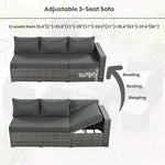 Alora Outdoor 6-Piece All-Weather PE Rattan Sofa Set with Adjustable Seat, Storage Box, Removable Covers, wnd Tempered Glass Table Top