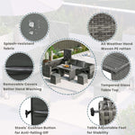 Alora Outdoor 6-Piece All-Weather PE Rattan Sofa Set with Adjustable Seat, Storage Box, Removable Covers, wnd Tempered Glass Table Top