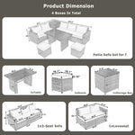 Alora Outdoor 6-Piece All-Weather PE Rattan Sofa Set with Adjustable Seat, Storage Box, Removable Covers, wnd Tempered Glass Table Top