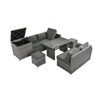 Alora Outdoor 6-Piece All-Weather PE Rattan Sofa Set with Adjustable Seat, Storage Box, Removable Covers, wnd Tempered Glass Table Top