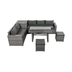 Alora Outdoor 6-Piece All-Weather PE Rattan Sofa Set with Adjustable Seat, Storage Box, Removable Covers, wnd Tempered Glass Table Top