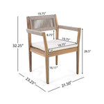 Alora Premium 5-Piece Outdoor Acacia Wood Patio Furniture Set With Braided Dining Chairs, Cushions, And Dining Table