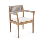 Alora Premium 5-Piece Outdoor Acacia Wood Patio Furniture Set With Braided Dining Chairs, Cushions, And Dining Table