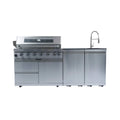 Castelle Flame Outdoor BBQ Kitchen Island with 43-Inch 6-Burner 85K BTU Propane Gas Grill, Rotisserie Kit, and Storage Cabinets