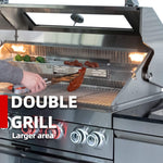 Castelle Flame Outdoor BBQ Kitchen Island with 43-Inch 6-Burner 85K BTU Propane Gas Grill, Rotisserie Kit, and Storage Cabinets