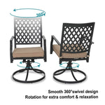 Sophia & William Outdoor Gas Fire Pit Table Set W/ Cushioned Swivel Dining Chairs 5PCS