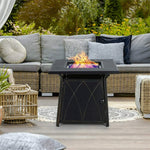 Sophia & William Outdoor Gas Fire Pit Table Set W/ Cushioned Swivel Dining Chairs 5PCS