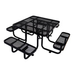 Large 46-Inch Stylish Square Steel Picnic Table W/ Thermoplastic Coating & Umbrella Hole