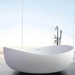 Alora Premium Freestanding Extra Large Oval Stone Besin Soaking Bathtub, 71"