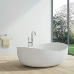 Alora Premium Freestanding Extra Large Oval Stone Besin Soaking Bathtub, 71"