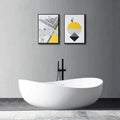 Alora Premium Freestanding Extra Large Oval Stone Besin Soaking Bathtub, 71"