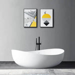 Alora Premium Freestanding Extra Large Oval Stone Besin Soaking Bathtub, 71"
